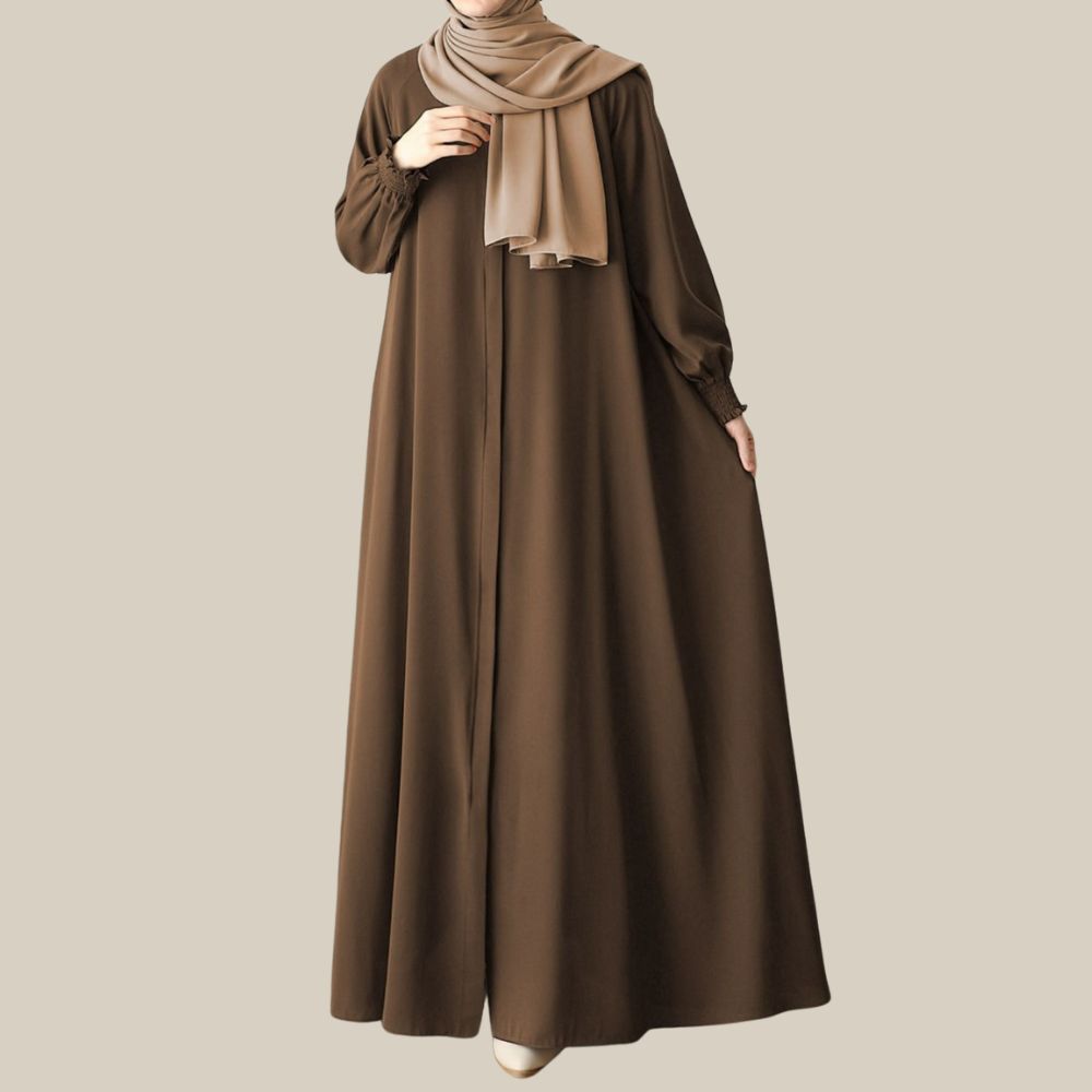 Grace & Comfort Elegant Cocoa Flare Modest Abaya