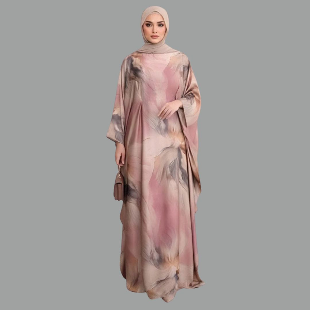 Marble Abstract Print Abaya Kaftan