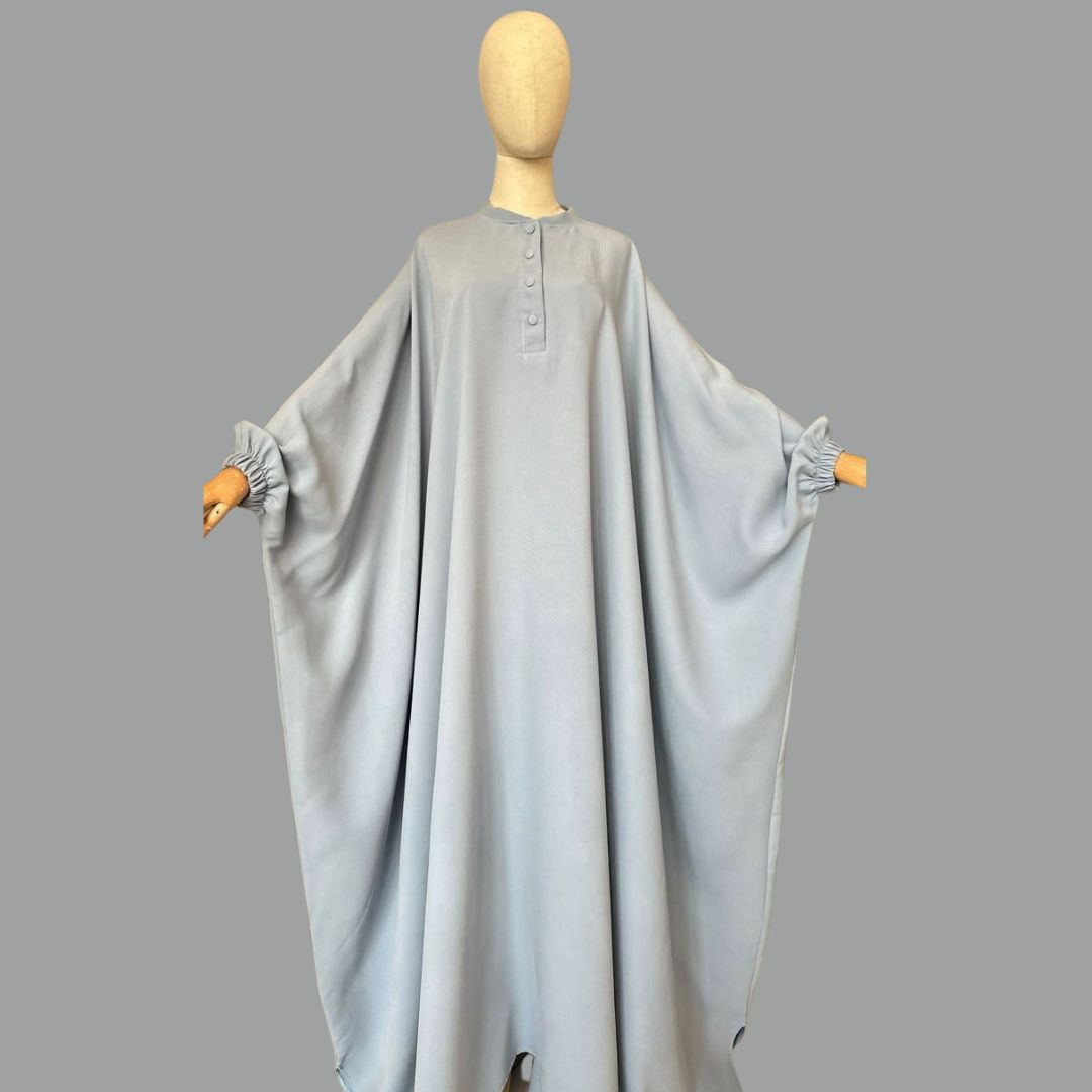 Button-Front Batwing Abaya Dress for Women