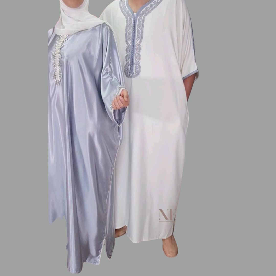 Embroidered Satin Kaftan Abaya